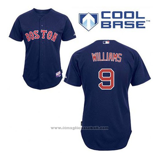 Maglia Baseball Uomo Boston Red Sox 9 Ted Williams Blu Alternato Cool Base